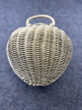 Vintage Woven Wicker Basket Purse Top Handle Natural Lined Boho Cottage 1147